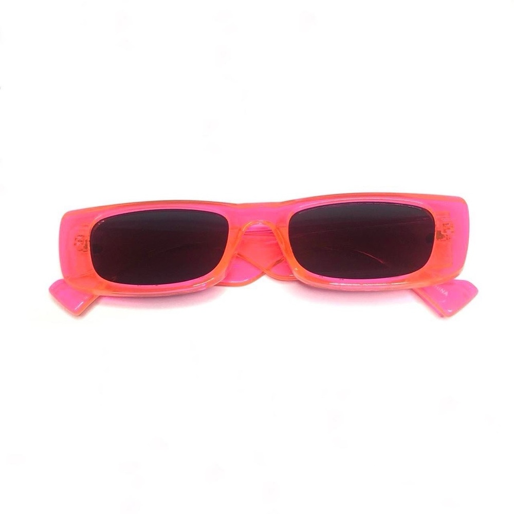 Retro Y2K Neon Green Translucent Rectangle Sunglasses